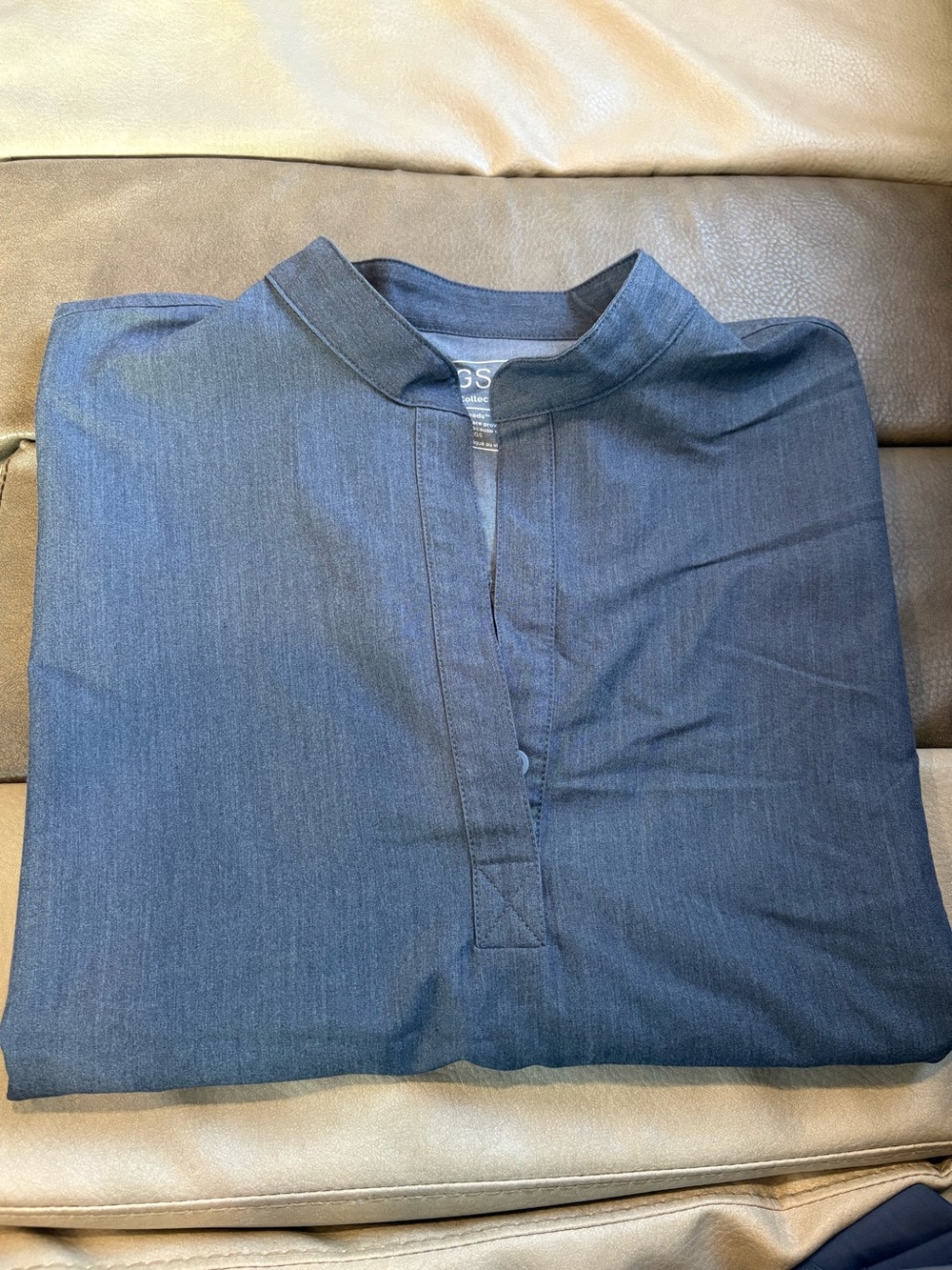 Figs Heather Denim Rafaela Scrub Top